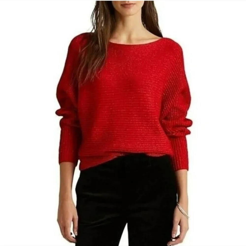 Lauren Ralph Lauren Red Boatneck Knit Sweater